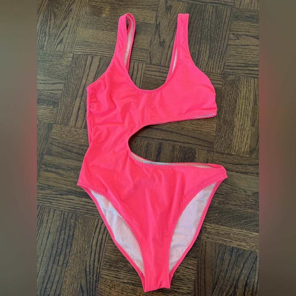 Stella McCartney Pink Cut-Out One Piece Swimsuit small